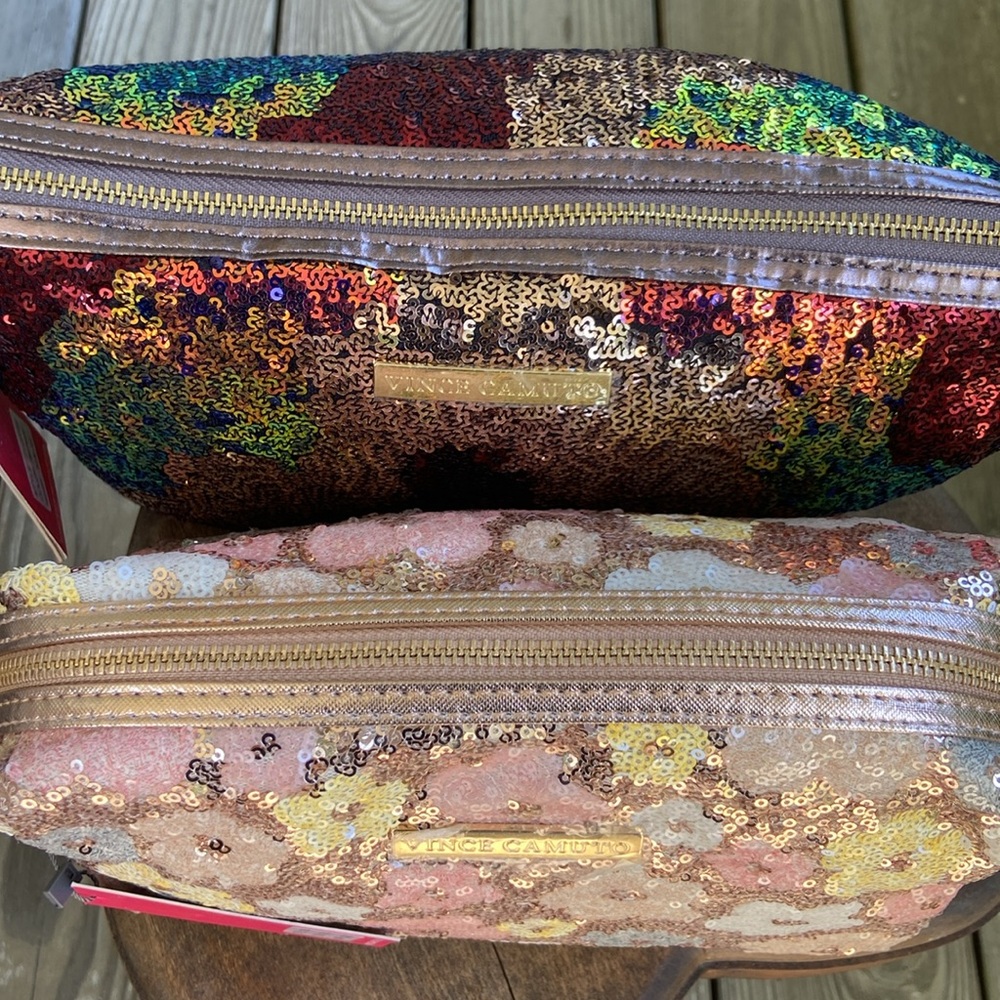 New! Vince Camuto Travel Makeup Cosmetic Toiletry Cosmetic Bags Set of 2 Pouches - Picture 10 of 15